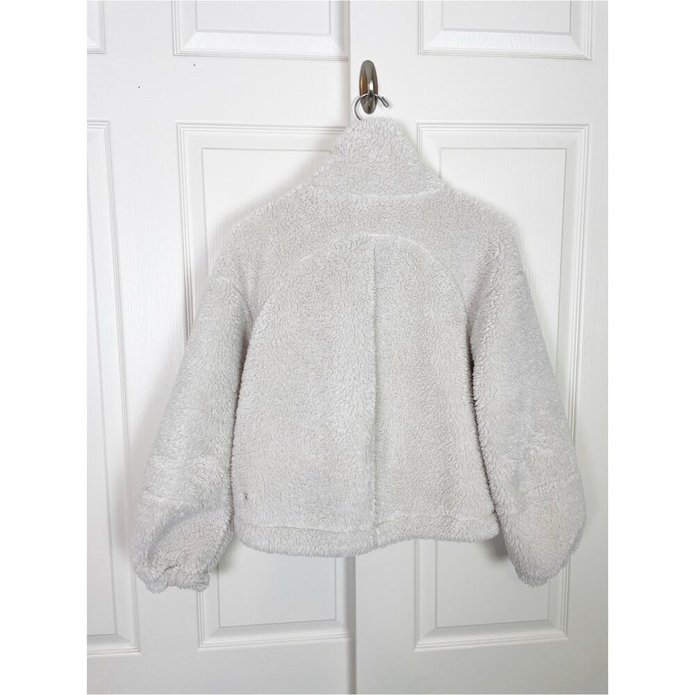 Lululemon Cinchable Zip Fleece Jacket White Opal Sherpa Teddy Bomber Sz L - Picture 5 of 10